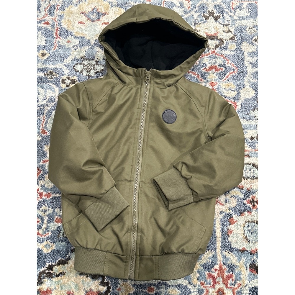 First‎ Wave Hooded Bomber Jacket Boys 4/5 Olive Green Full Zip